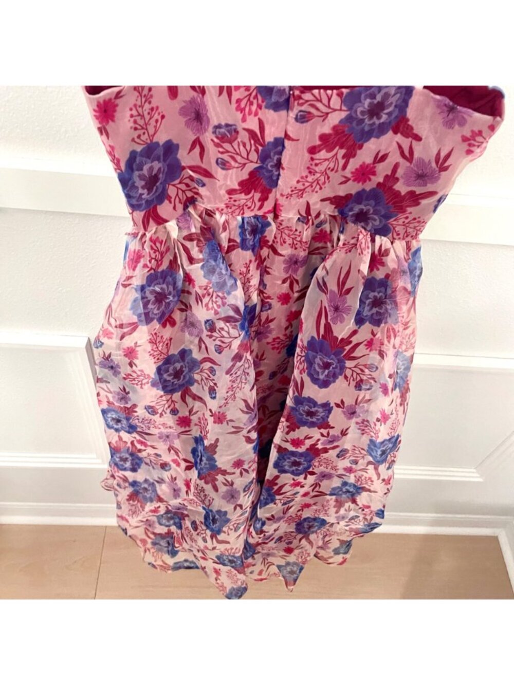 NWT Lulus Delightful Look Magenta Floral Print Bustier Midi Skater Dress Size S - Picture 9 of 9